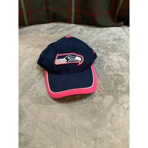 New Era 9FORTY Seattle Seahawks NFL Crucial Catch Pink Ribbon Hat Navy Pink